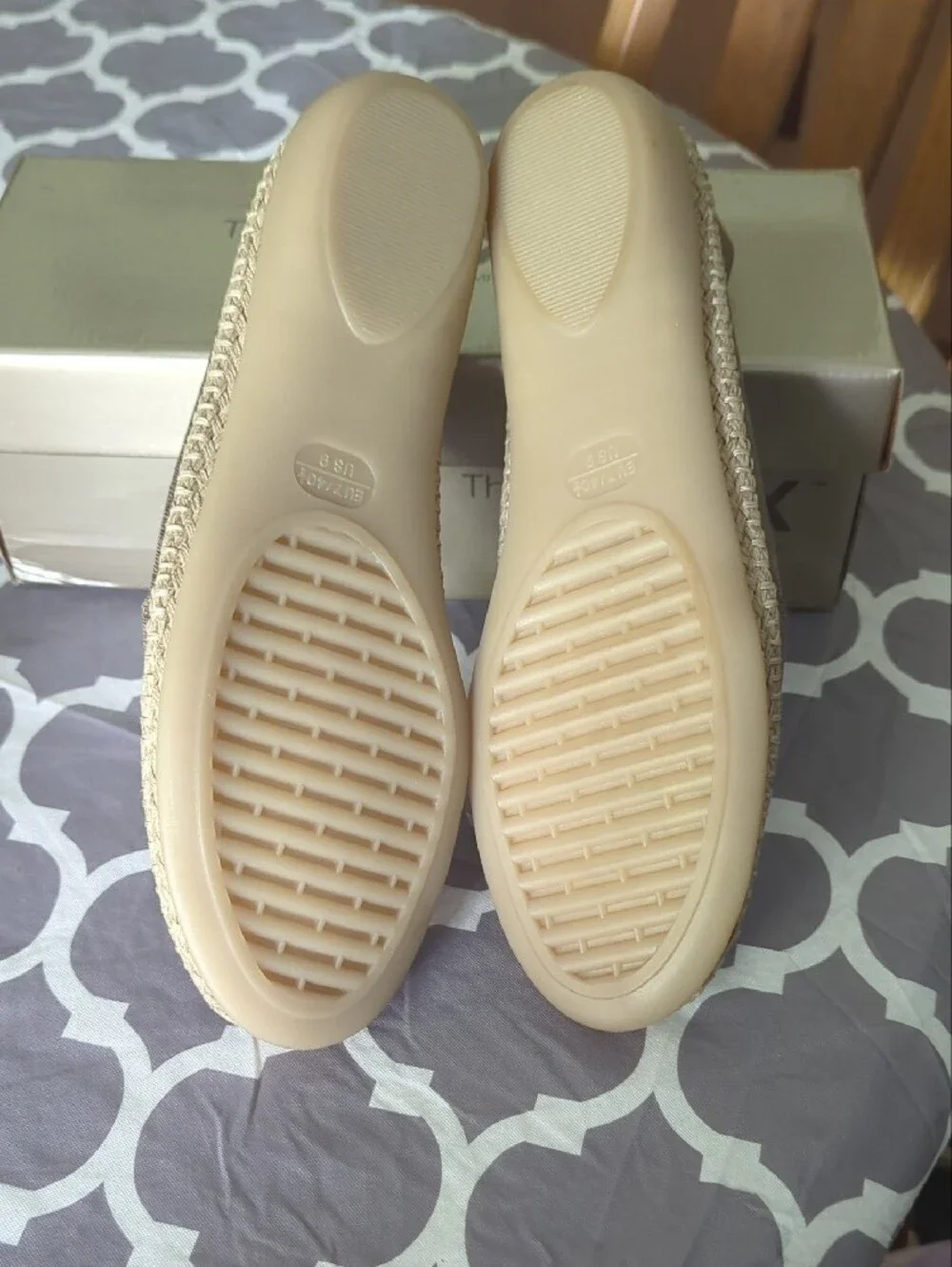 THE FLEXX Taupe Slip-On Espadrille Flats with Jute Trim
